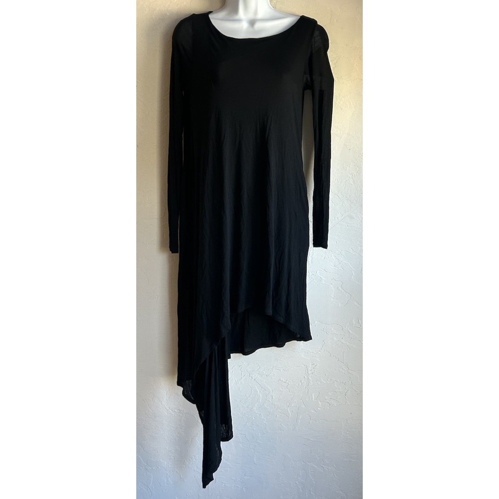 Heather By Bordeaux‎ Long Asymmetrical Dress NWT S Black Goth Lagenlook Draped